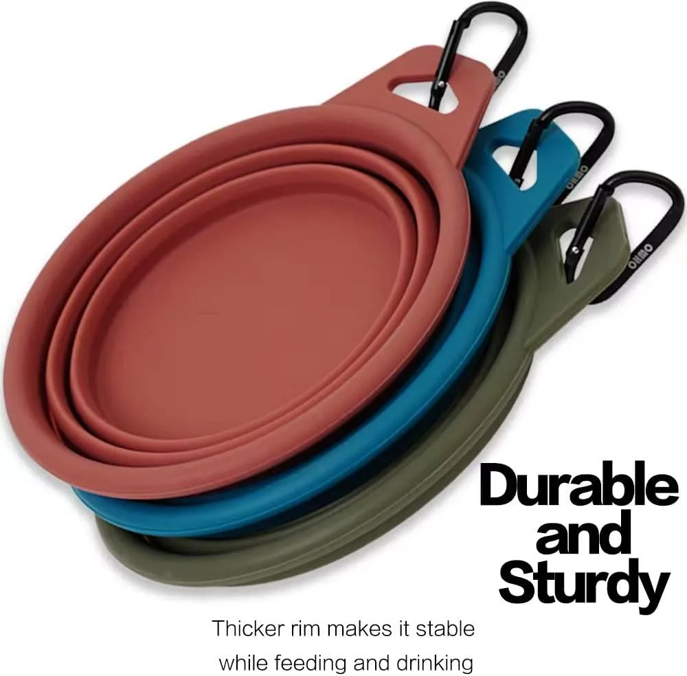 OHMO Collapsible Dog Bowl(2 Pack, 12oz/400ml) Premium Silicone Pet Water Bowls for Cats & Dogs, Portable Dog Travel Bowls Foldable for Outdoor Camping Hiking