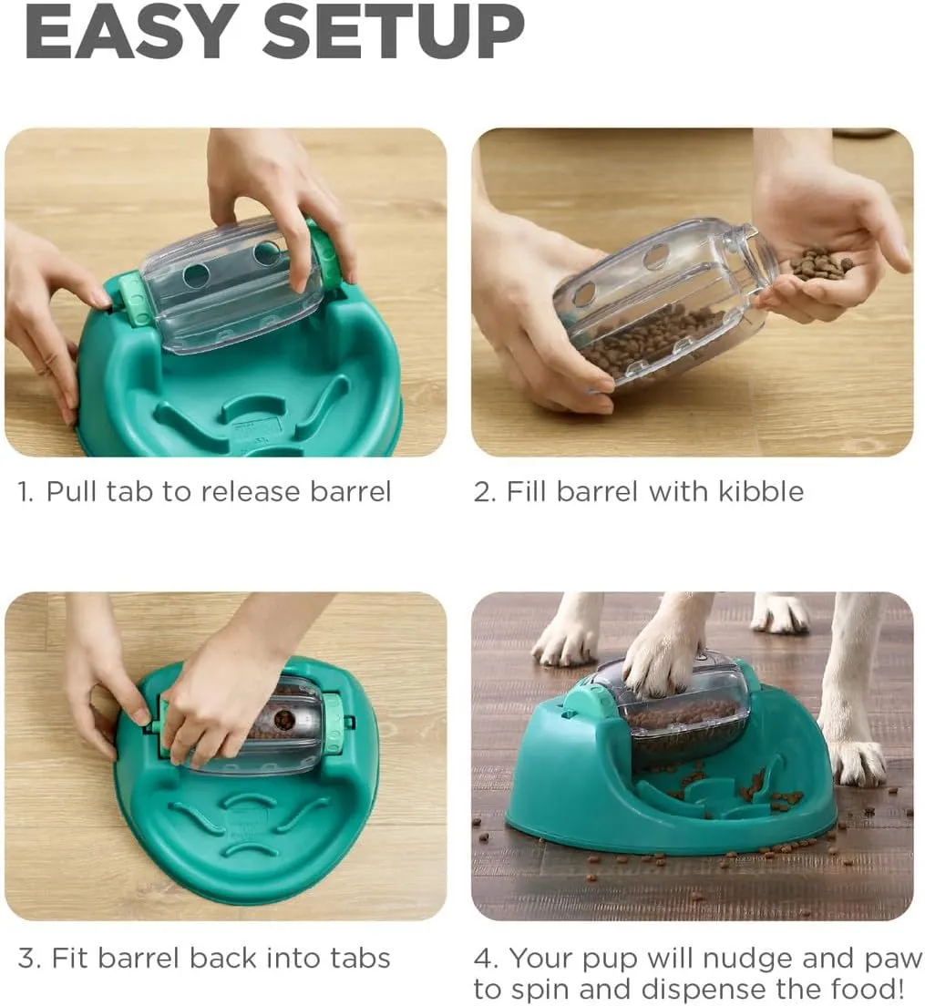 Outward Hound by Nina Ottosson Dog Spin N' Eat Dog Puzzle and Slow Feeder, Level 2 Intermediate Enrichment Toy, Green