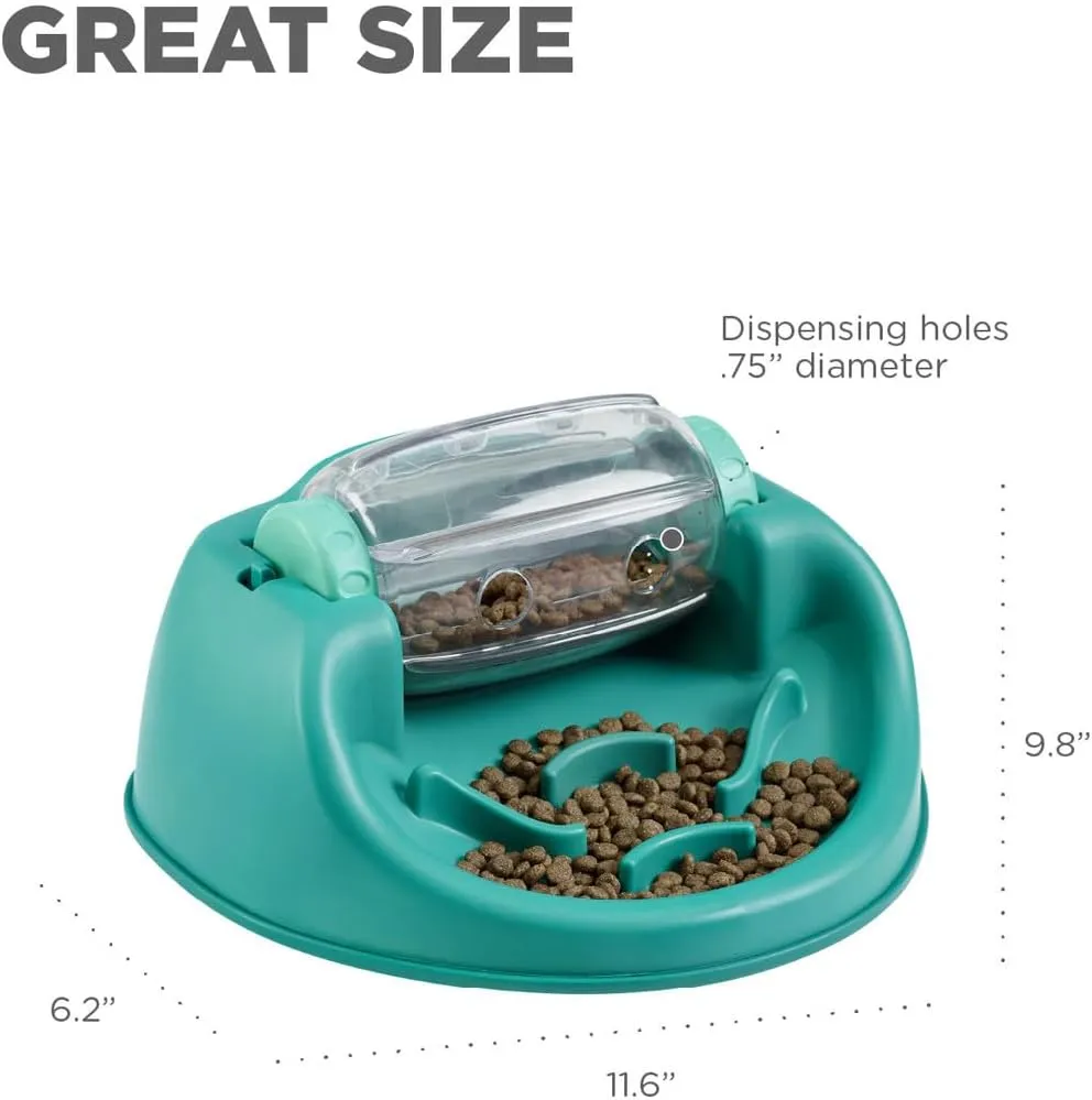 Outward Hound by Nina Ottosson Dog Spin N' Eat Dog Puzzle and Slow Feeder, Level 2 Intermediate Enrichment Toy, Green