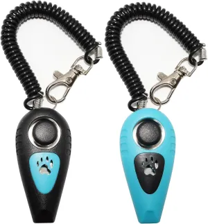 Pet Training Clicker with Whistle and Wrist Strap - Dog Training Clickers Whistles (Black   Blue)