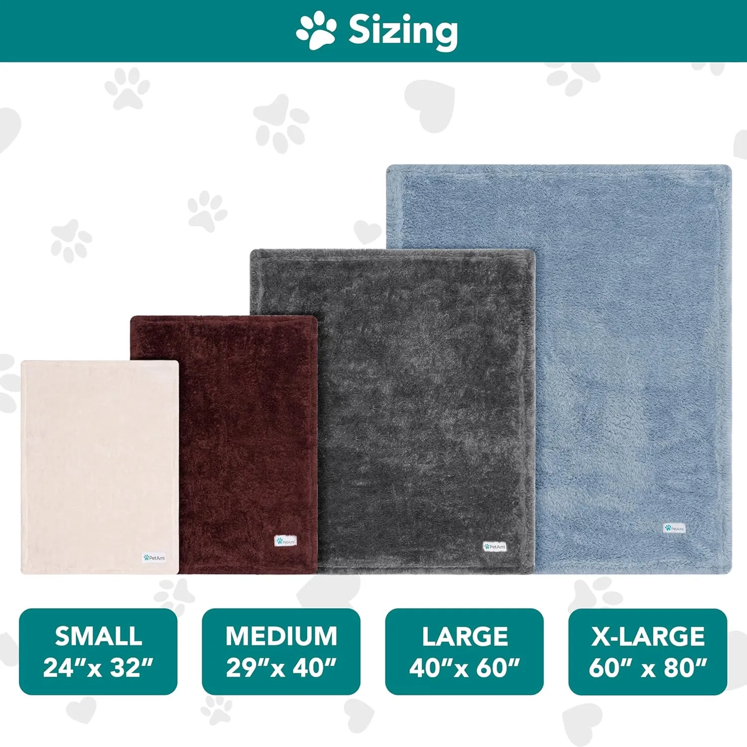 PetAmi Dog Blanket for Large Medium Dogs Grey, Fluffy Soft Puppy Blanket, Sherpa Fleece Cat Blanket for Kitten Doggie, Calming Pet Blanket Throw for Bed Washable Sofa Couch Cover, Large 40x60