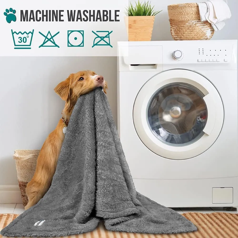 PetAmi Dog Blanket for Large Medium Dogs Grey, Fluffy Soft Puppy Blanket, Sherpa Fleece Cat Blanket for Kitten Doggie, Calming Pet Blanket Throw for Bed Washable Sofa Couch Cover, Large 40x60