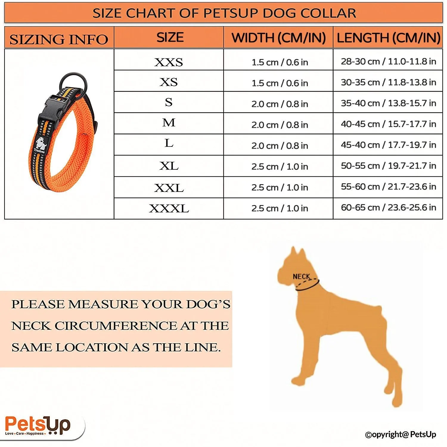 PetsUp Metal Dog Collar Neck Belt for Dogs (Reflective Collars)