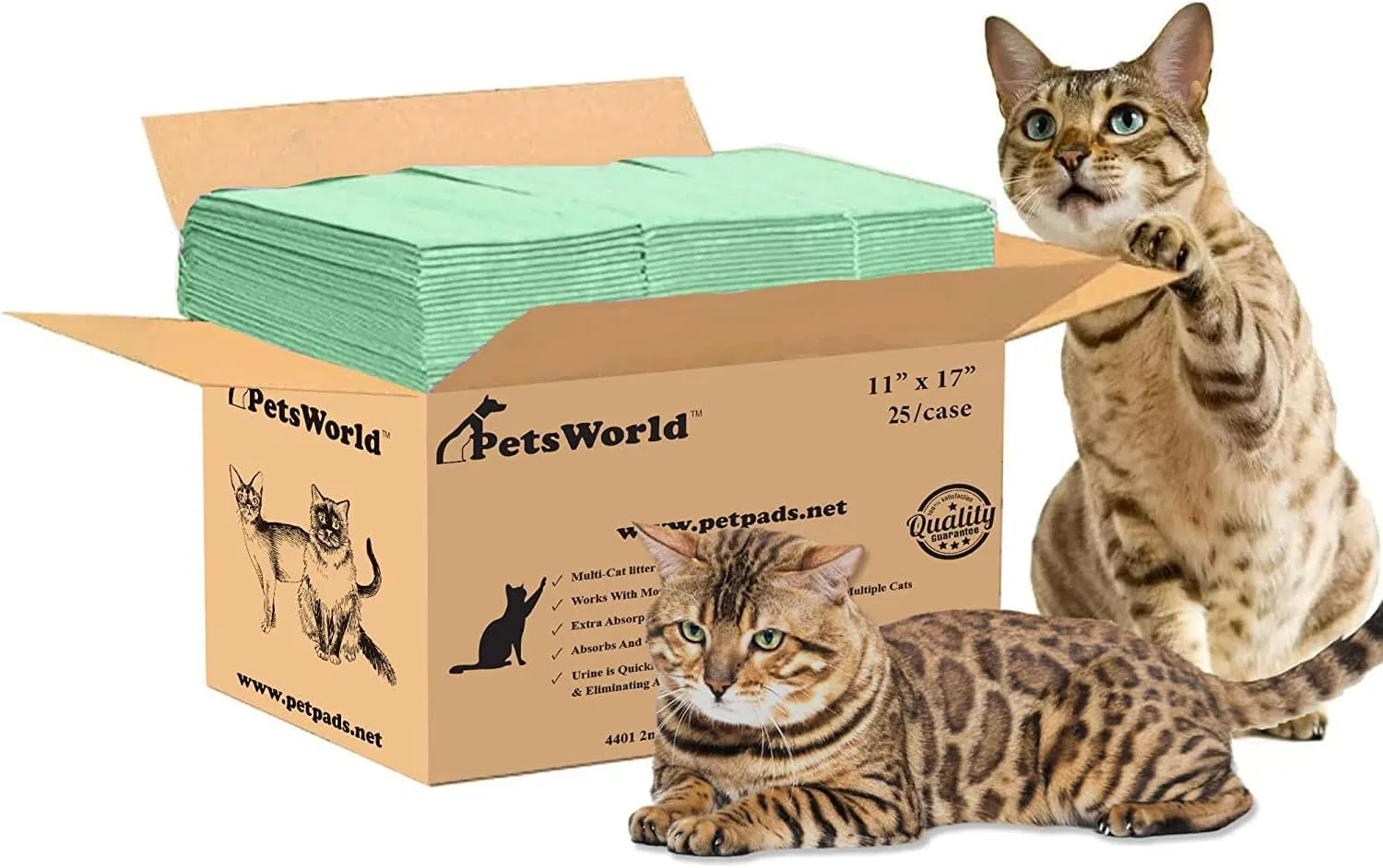 PETSWORLD Multi Cat Pad Refills for Cats Breeze Litter System, Ultra-Absorbent, Quick Dry - (25 Count, Fresh Scented)