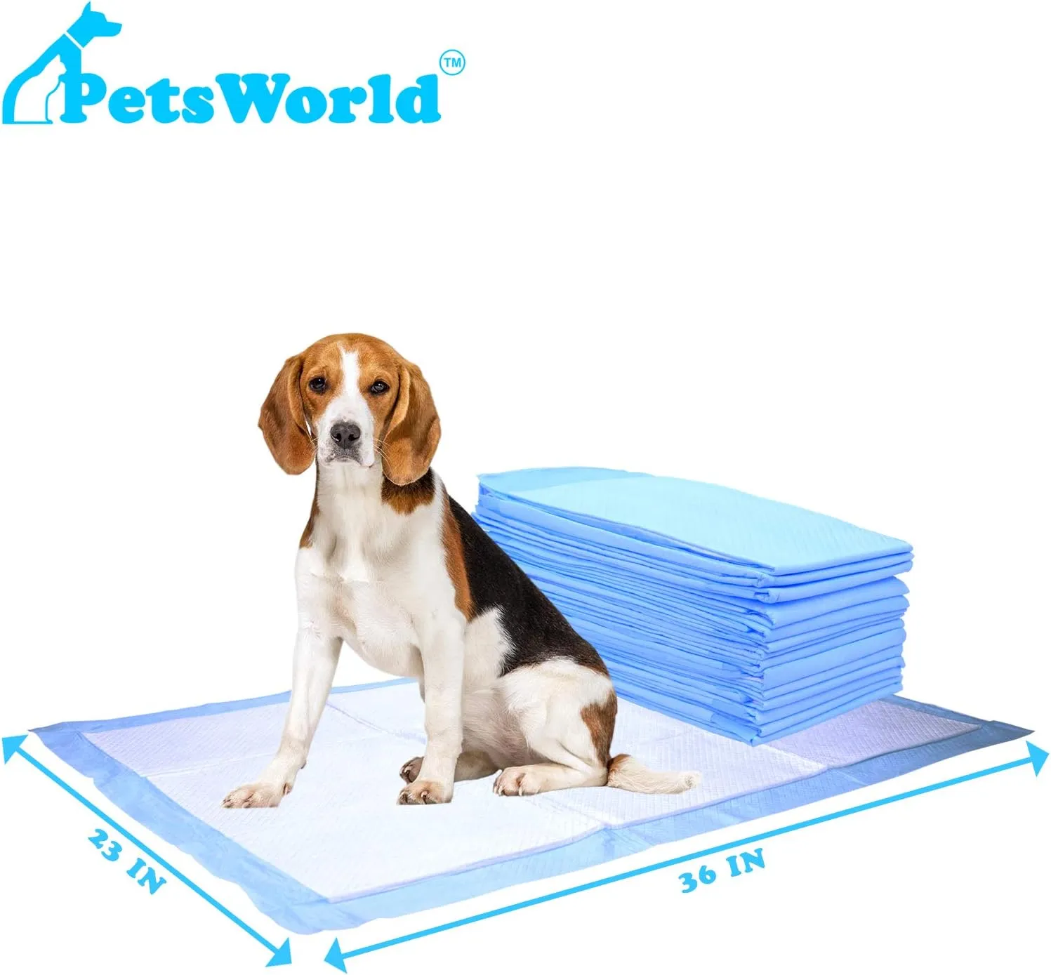 PETSWORLD Puppy Pads, 23x36 Inch, 300 Count - Puppy Pee Pads for Dogs, Tear Resistant, Economy Value, Super-Absorbent Polymer Gel Core, Perfect for Puppies, Smaller Dogs
