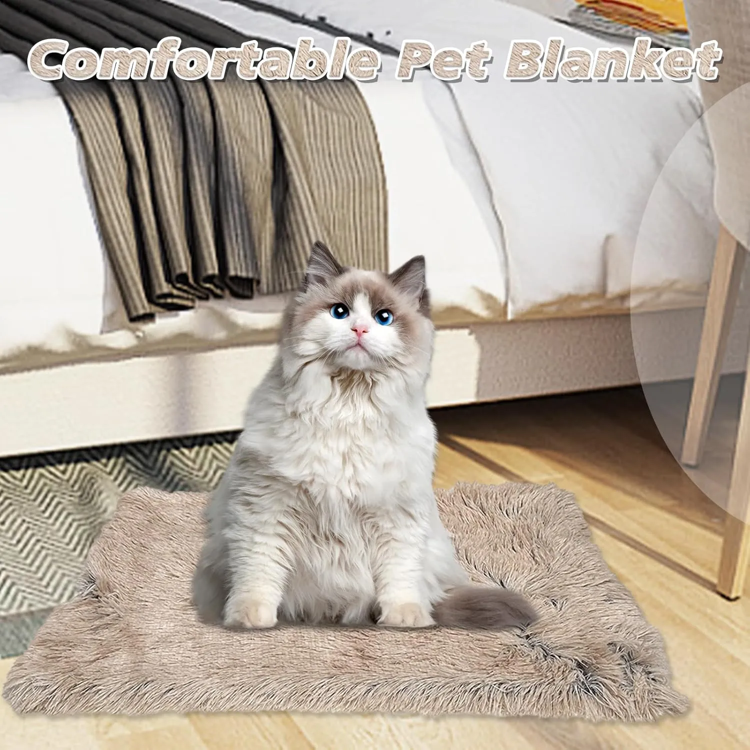 PJYuCien Fluffy Fleece Calming Pet Throw Blanket, Super Soft and Warm for Indoor Cats and Dogs, Small 16 * 24", Machine Washable, Puppy Bed(Brown)