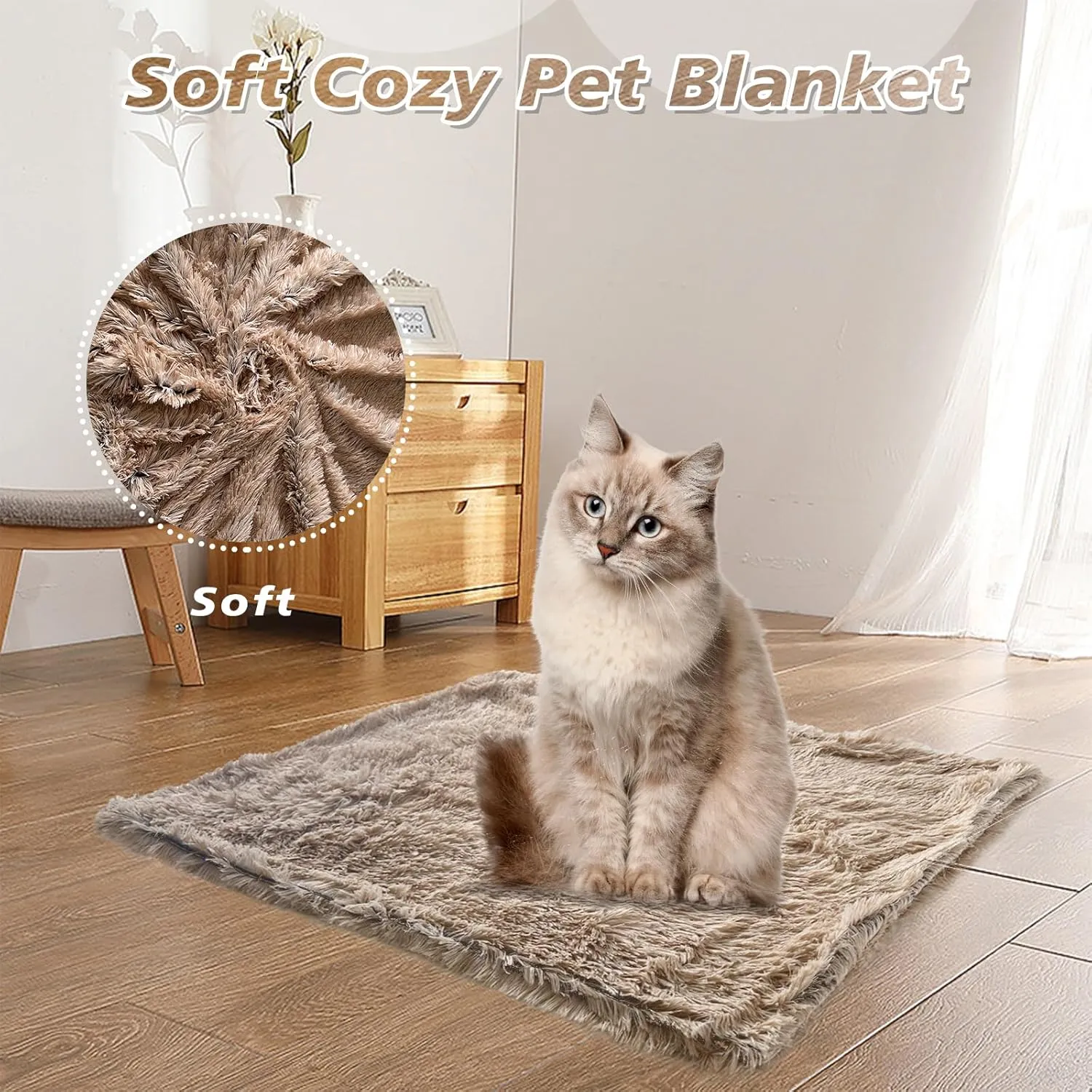 PJYuCien Fluffy Fleece Calming Pet Throw Blanket, Super Soft and Warm for Indoor Cats and Dogs, Small 16 * 24", Machine Washable, Puppy Bed(Brown)