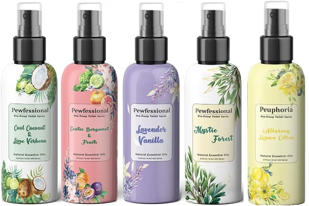 Poop spray for toilet, Bathroom Spray, Toilet odor eliminator and air freshener, 5 bottles, Travel Size, 2.5 oz