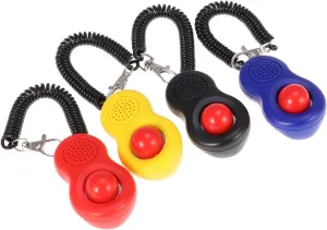 POPETPOP Professional Dog Training Clicker Kit with 4 Pieces Pet Clicker for Training Toys Humane Design with Wrist Strap and Elastic Ring