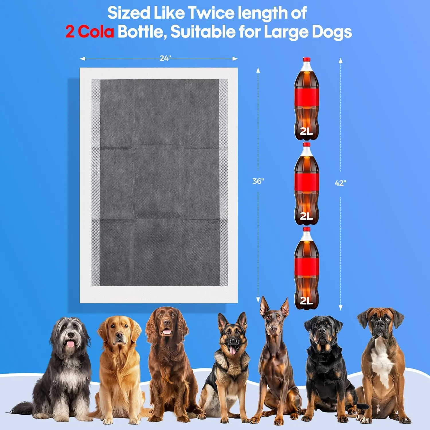 Puppy Pads Disposable Puppy Training Pads LCharcoal Puppy Pads Large 24" x 36", Super Absorbent & Leak-Proof Dog Pee Pads