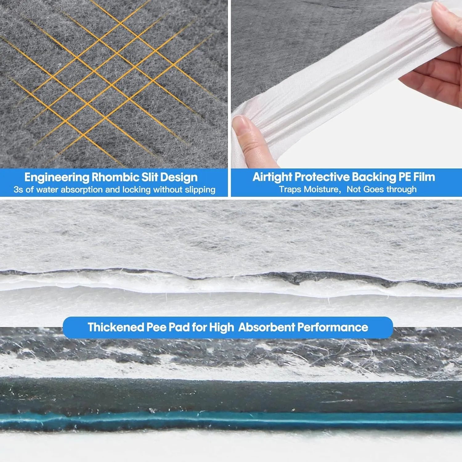 Puppy Pads Disposable Puppy Training Pads LCharcoal Puppy Pads Large 24" x 36", Super Absorbent & Leak-Proof Dog Pee Pads