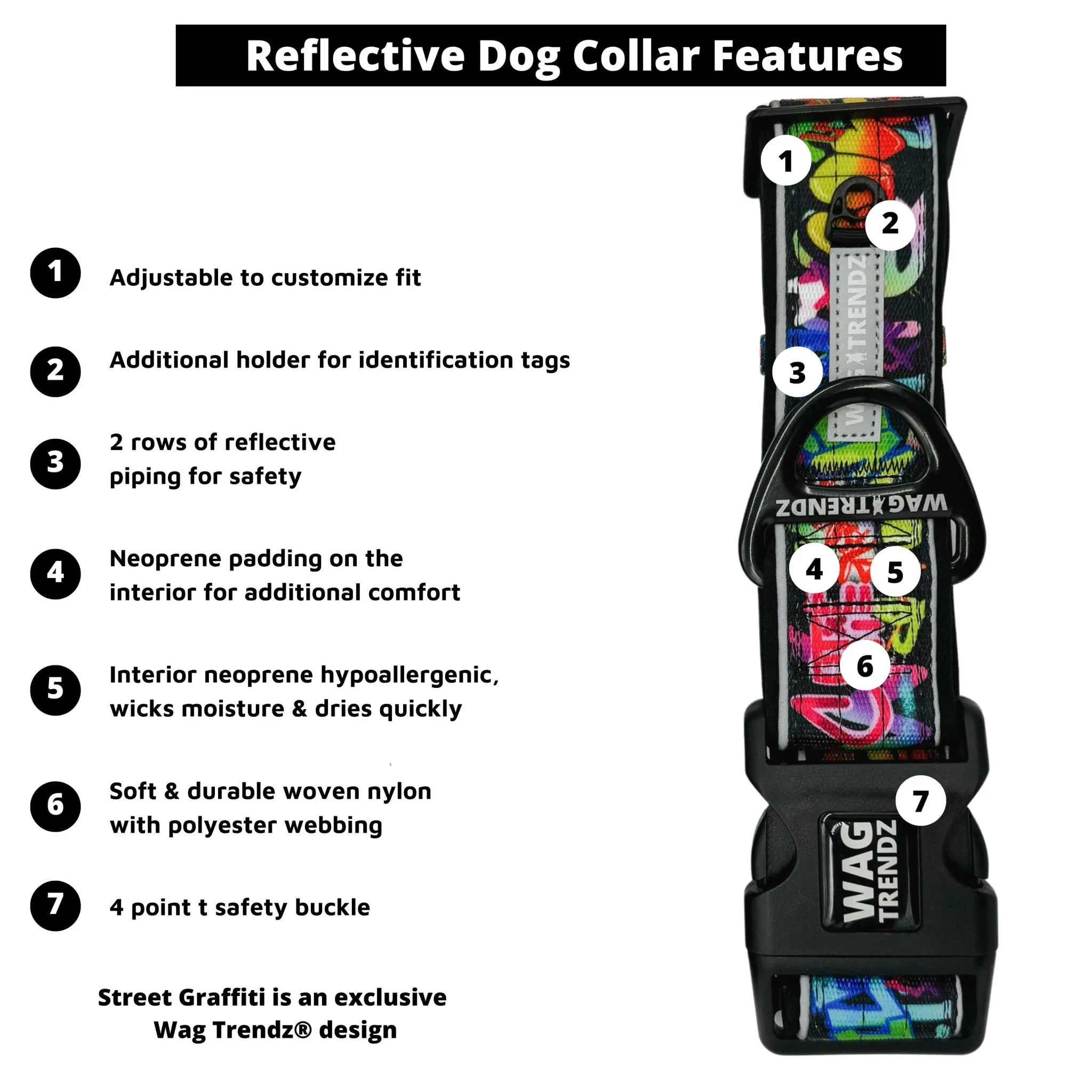 Reflective Dog Collar - Street Graffiti