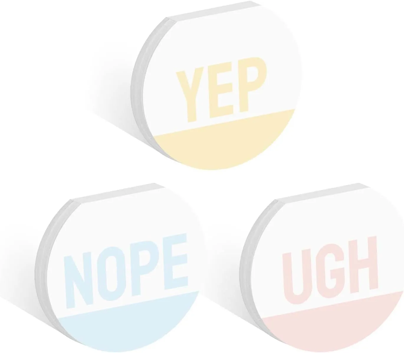 Snarky Sticky Note Pad Assortment/Set of 3 Round Flat Top Funny Planner Note Pads / 3.5" Pastel Sticky Notes / 50 Sheets Per Pad/Made in USA