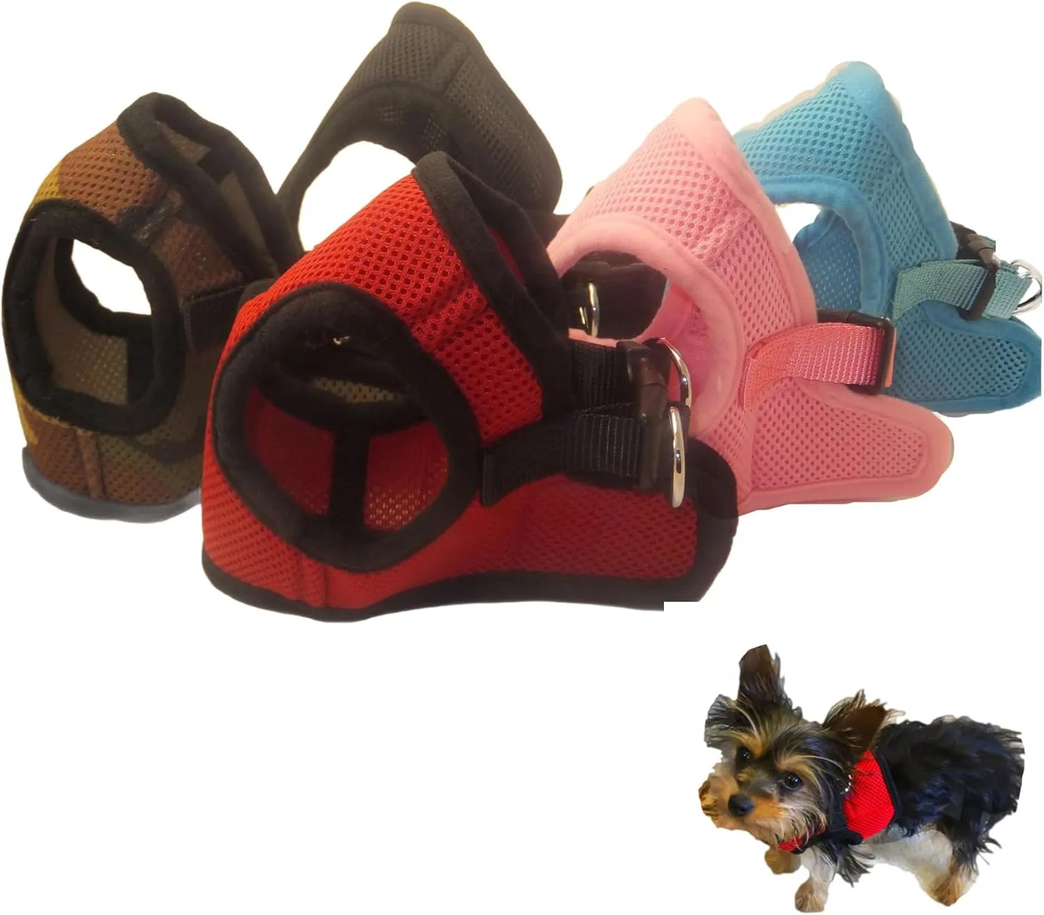 Soft No Pull Step-in Dog Harness Small Dog XXS XS Vest for Teacup, Chihuahua,Yorkie, Pomeranian Dog Vest Harness for Puppy Red Mesh Comfy(2-4 lbs)