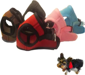 Soft No Pull Step-in Dog Harness Small Dog XXS XS Vest for Teacup, Chihuahua,Yorkie, Pomeranian Dog Vest Harness for Puppy Red Mesh Comfy(2-4 lbs)