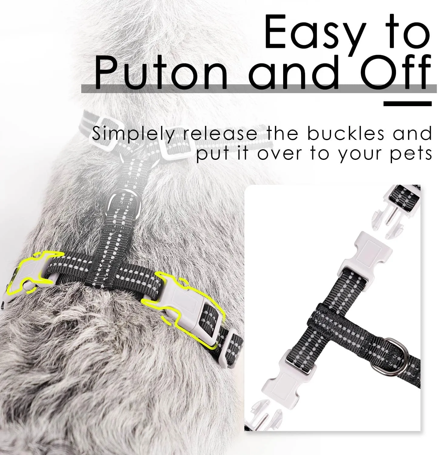ThinkPet Harness and Leash Set Reflective Breathable Soft Air Mesh No Pull Puppy Choke Free Over Head Vest Ventilation Harness with Leash for Puppy Small Medium Dogs and Cats