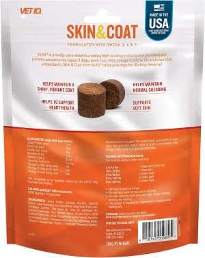 VetIQ Skin and Coat Supplement for Dogs, Helps Maintain Healthy Skin and Shiny Coat, Hickory Smoke Flavor Dog Chew, Made in The USA, 60 Count (Pack of 2)