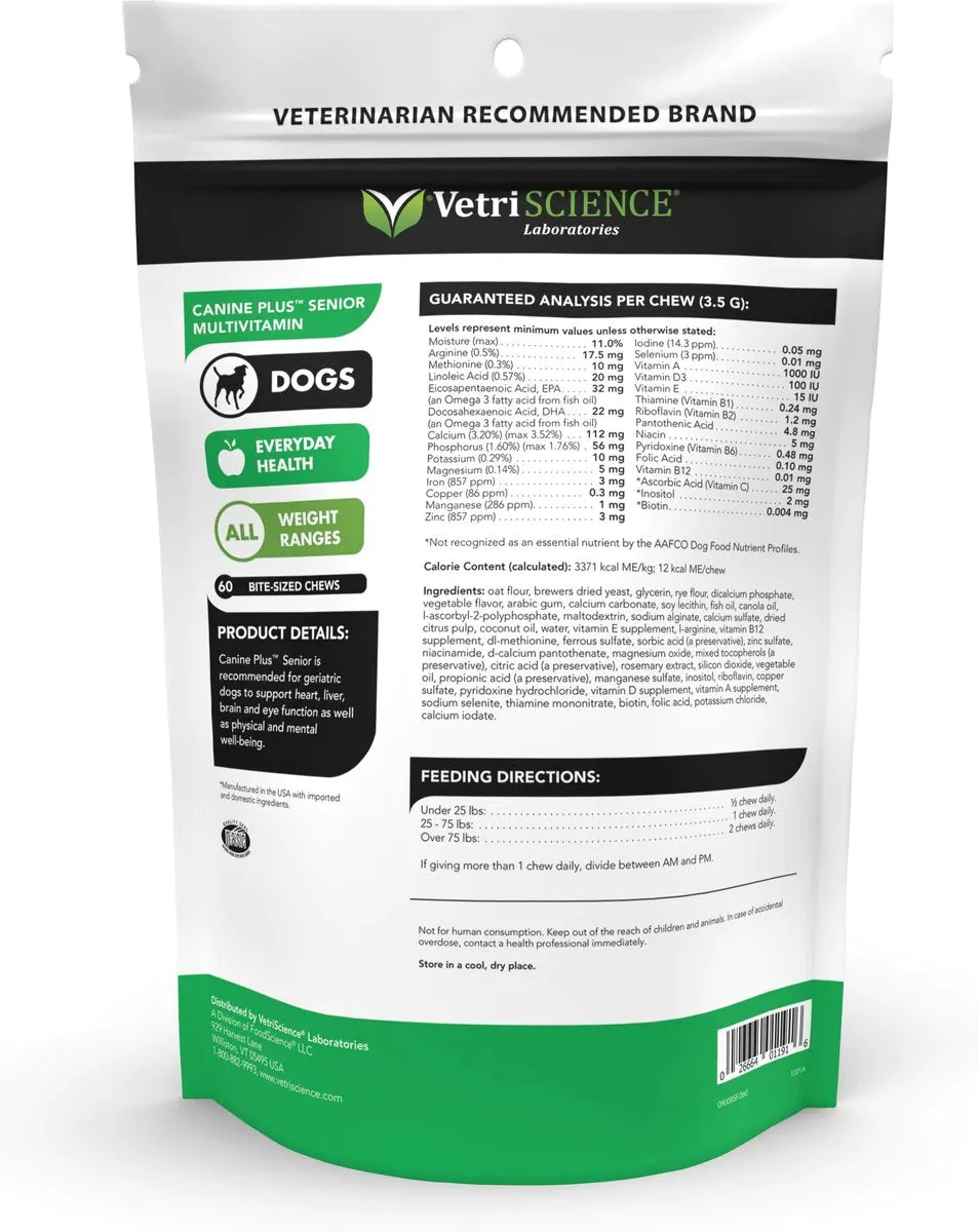 VetriScience Canine Plus Soft Chew Multivitamin for Senior Dogs (60 chews)
