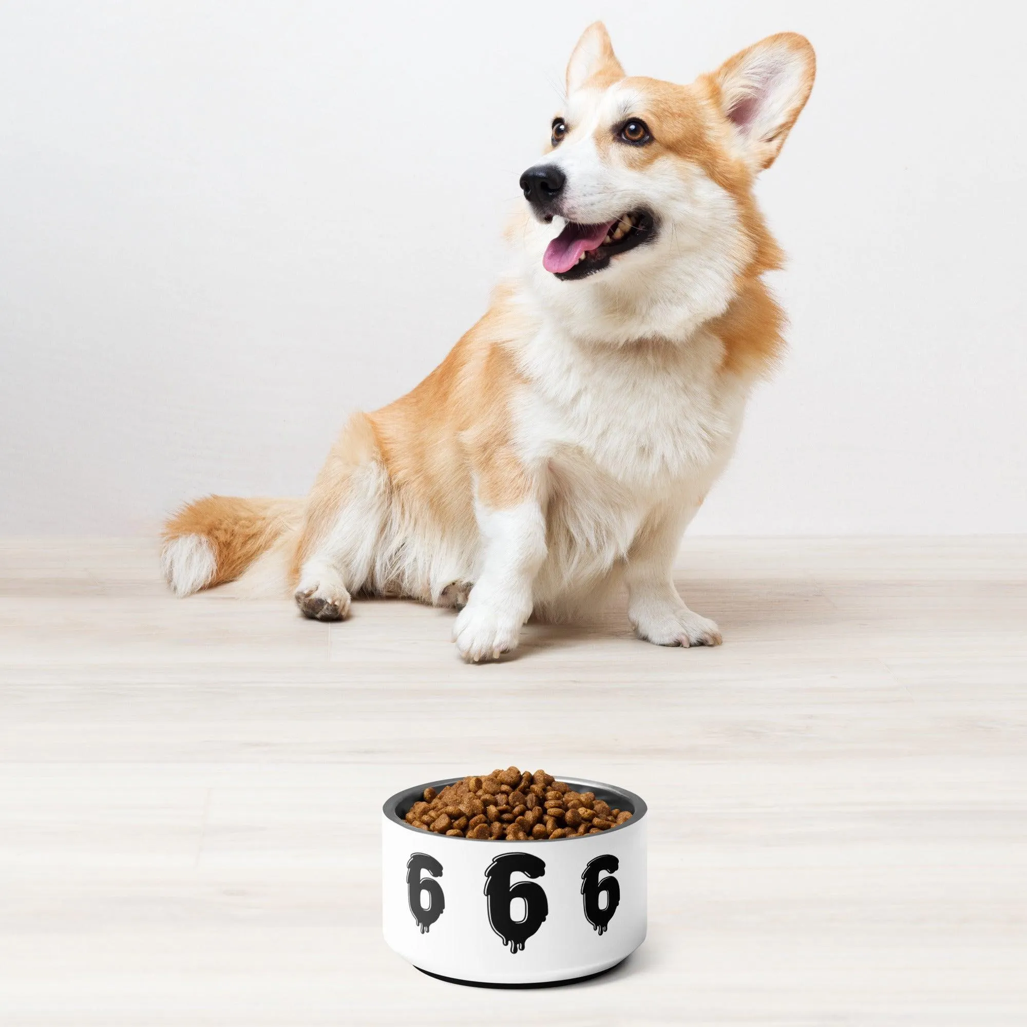 White 666 Rock Evil Sign Pet Bowl For Your Demented Dogs and Cats