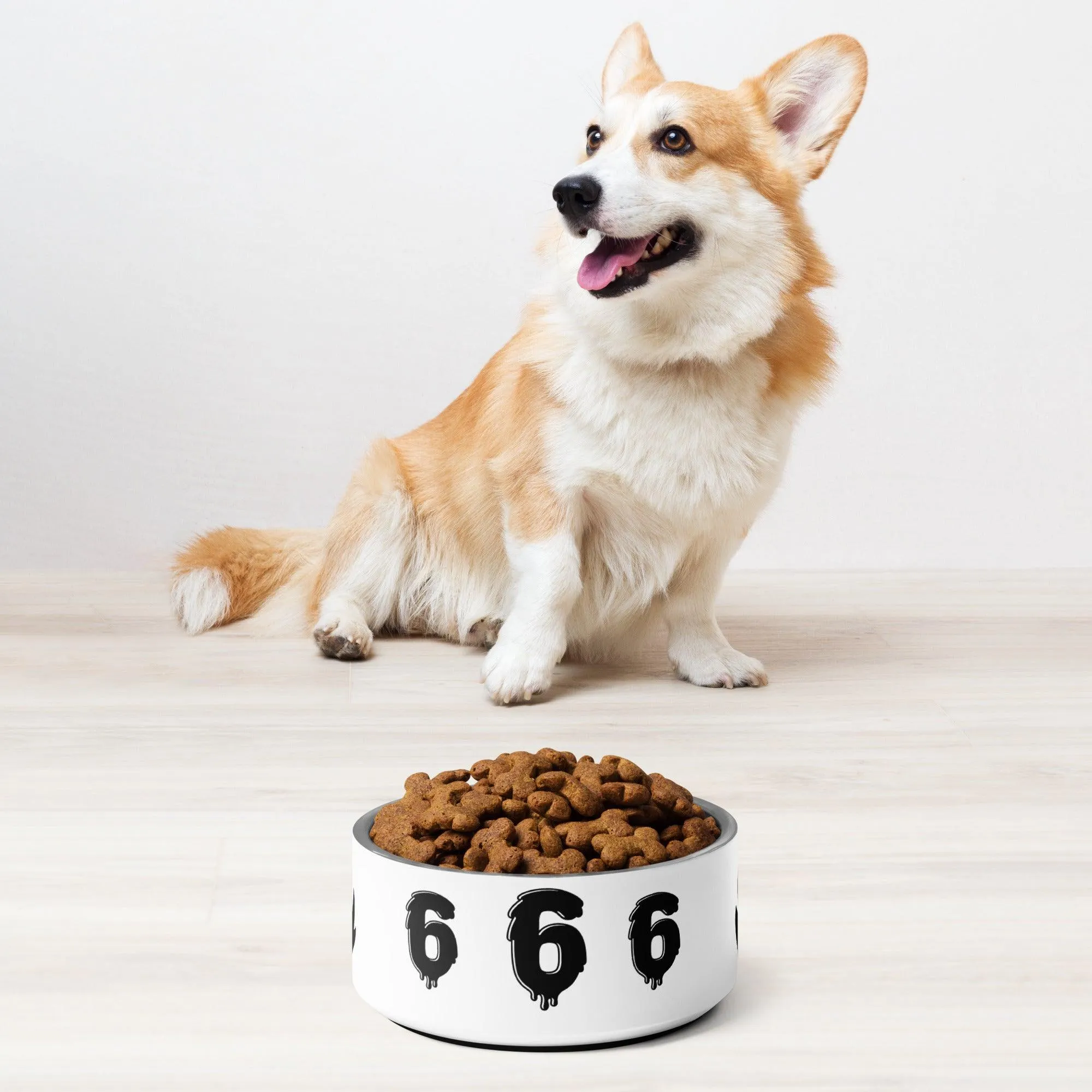 White 666 Rock Evil Sign Pet Bowl For Your Demented Dogs and Cats