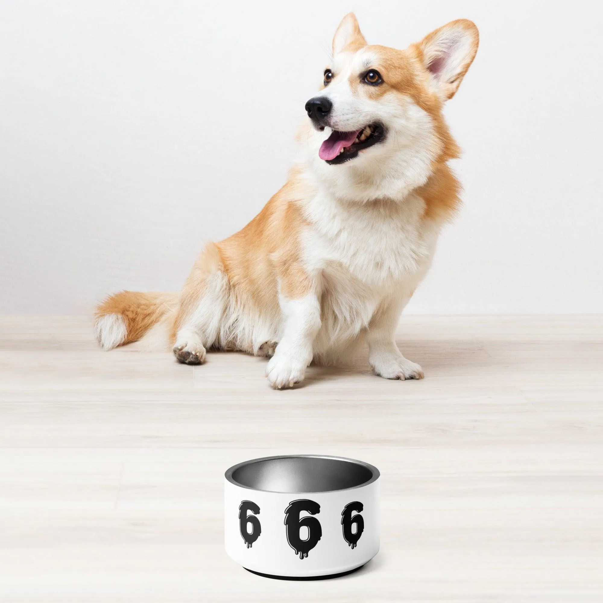 White 666 Rock Evil Sign Pet Bowl For Your Demented Dogs and Cats