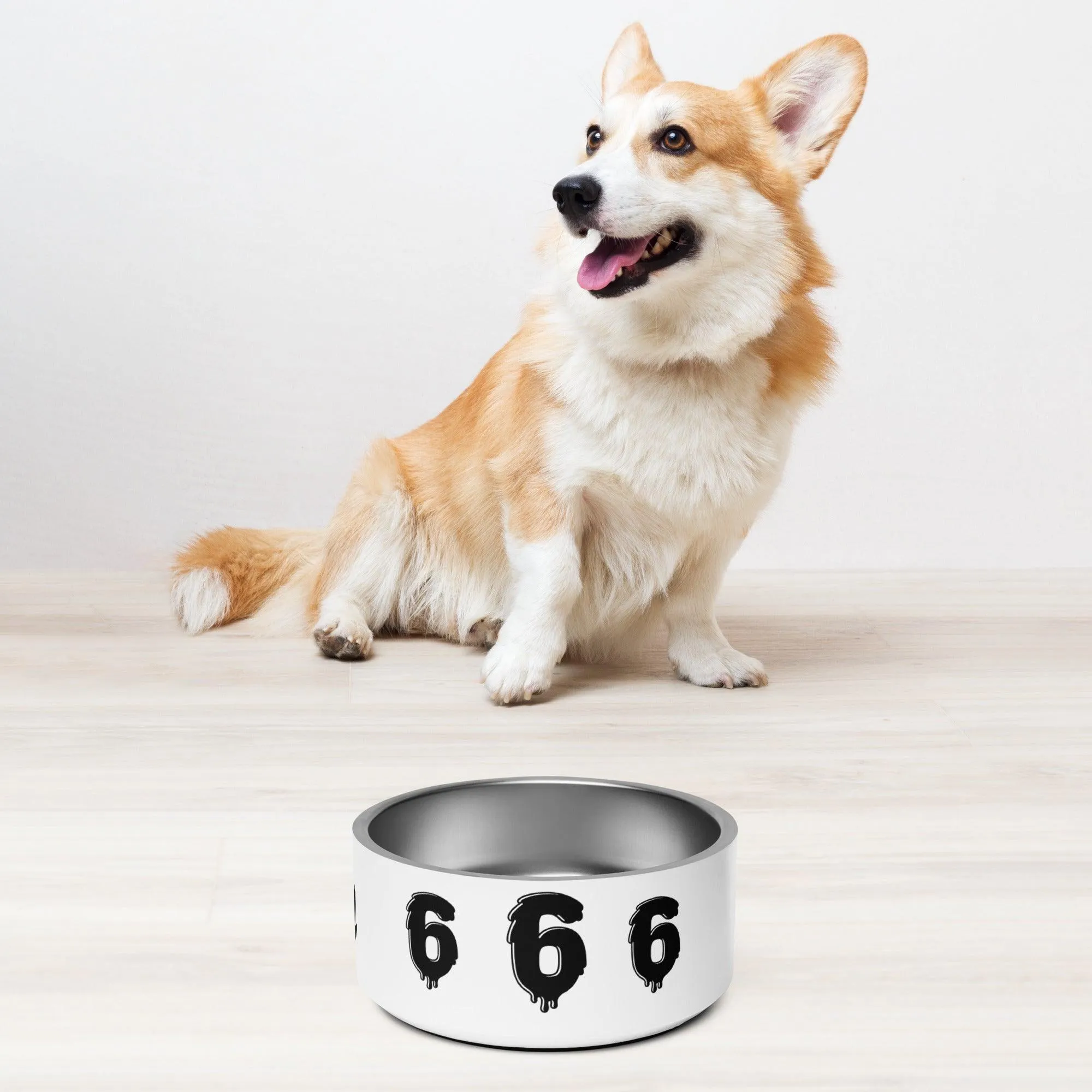 White 666 Rock Evil Sign Pet Bowl For Your Demented Dogs and Cats