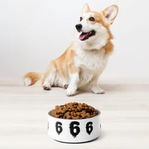 White 666 Rock Evil Sign Pet Bowl For Your Demented Dogs and Cats
